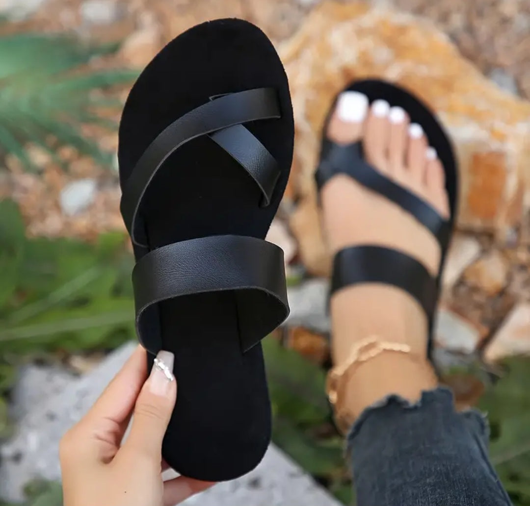 Slip on Sandals- Black