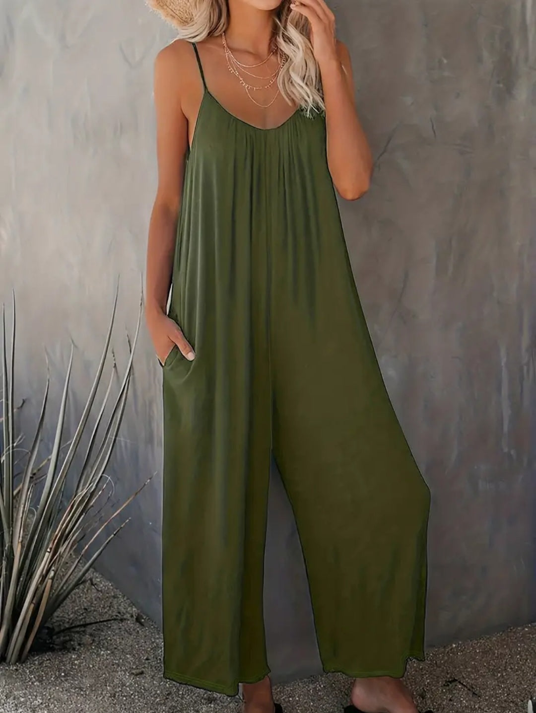 Wide Leg Jumpsuit w/Pockets