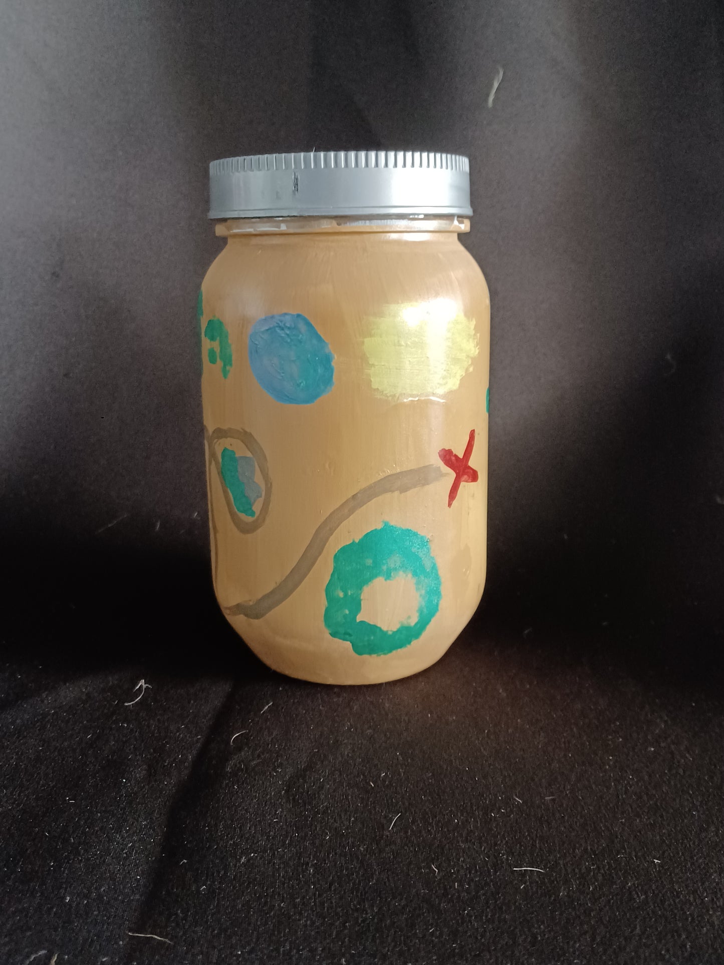 Hand painted jar w/ treasure map & jar light