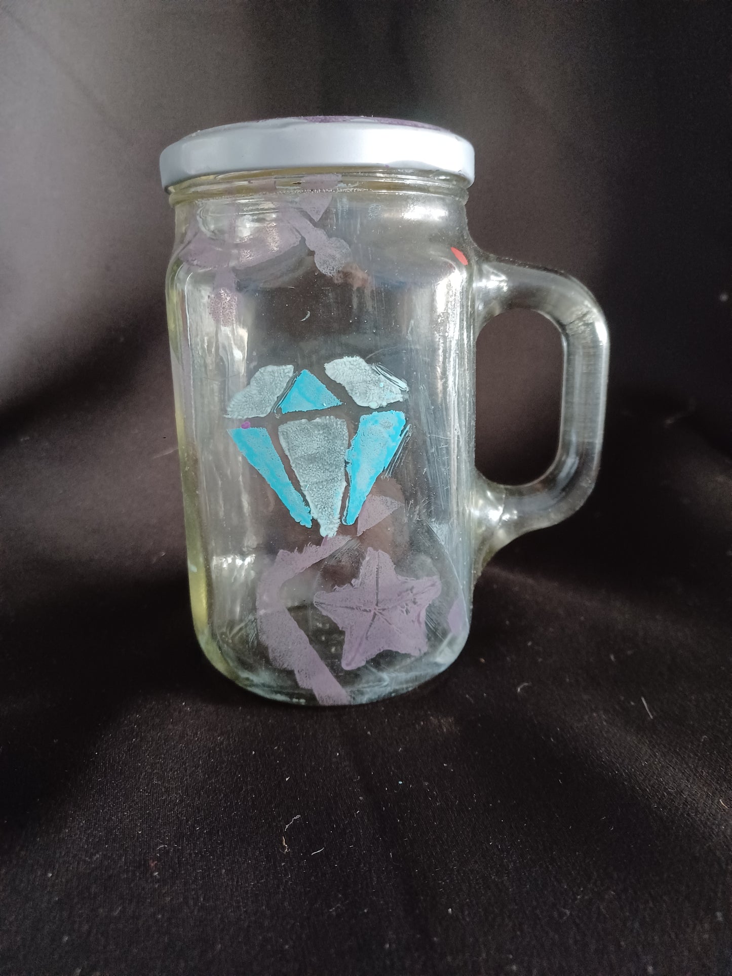 Hand painted drink jar w/ lid & straw