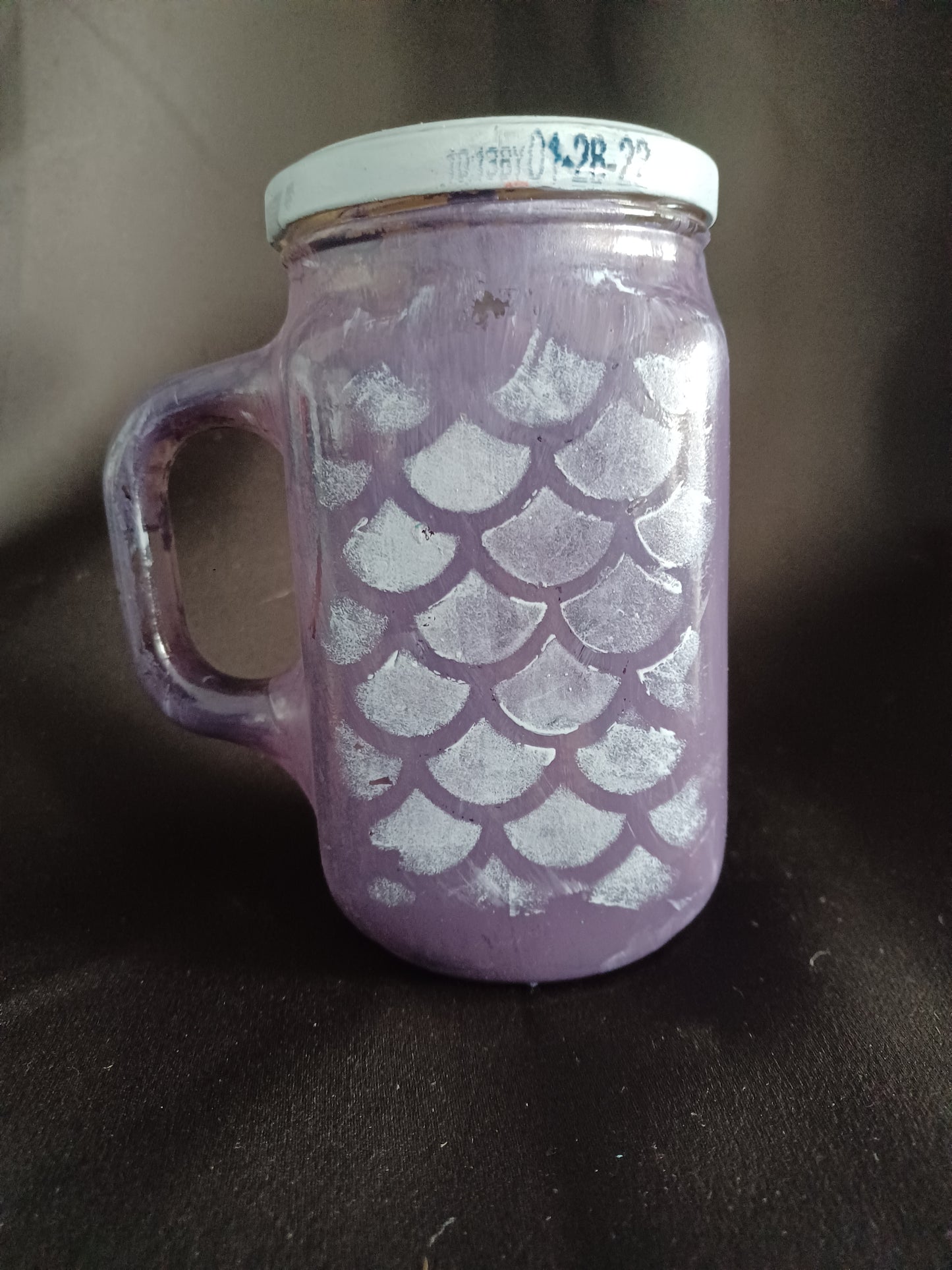 Hand painted drink jar w/ lid & straw