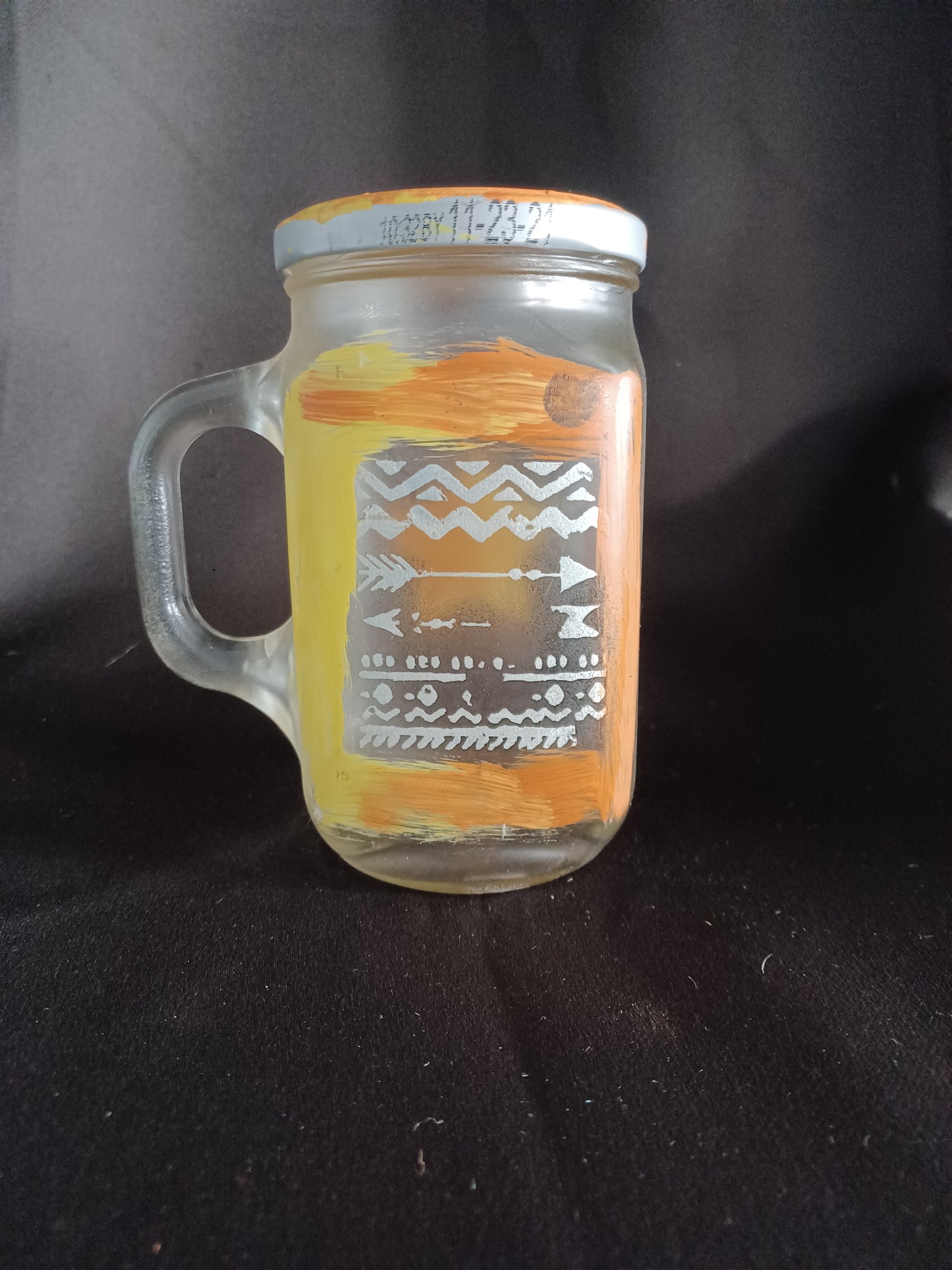 Hand painted drink jar w/ lid & straw