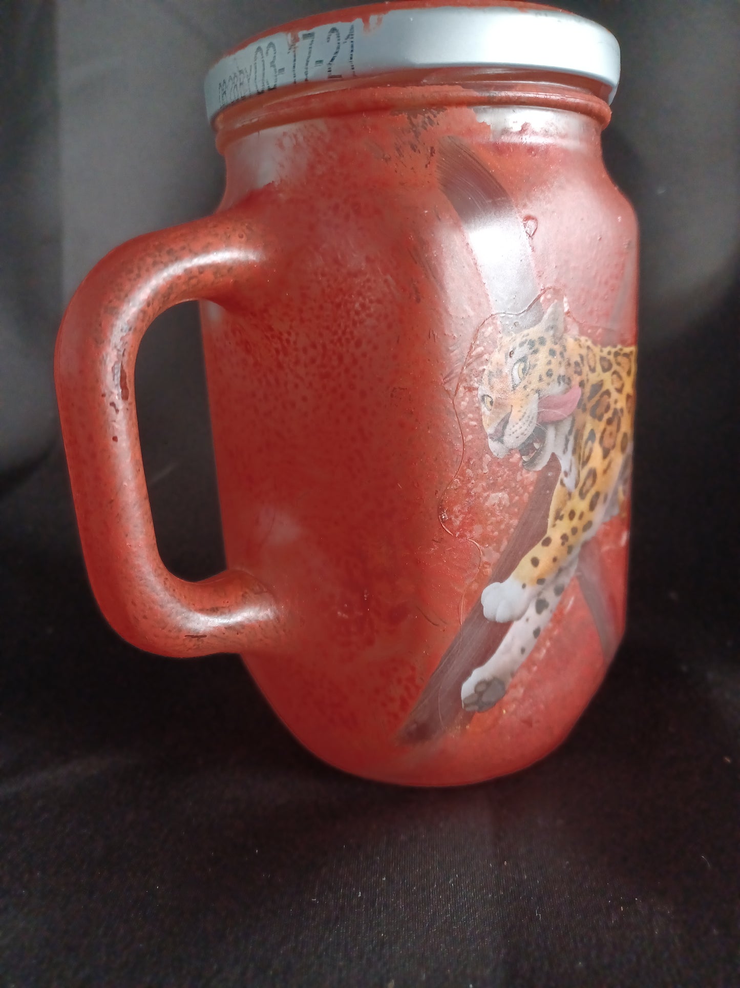 Hand painted drink jar w/ lid & straw