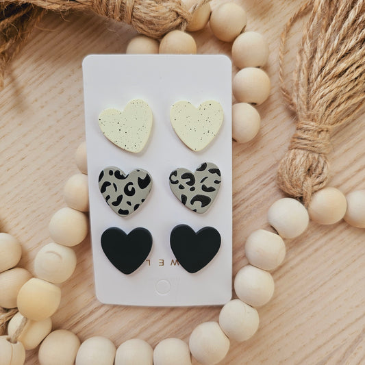 Acrylic heart earrings set of 3 (Stone)