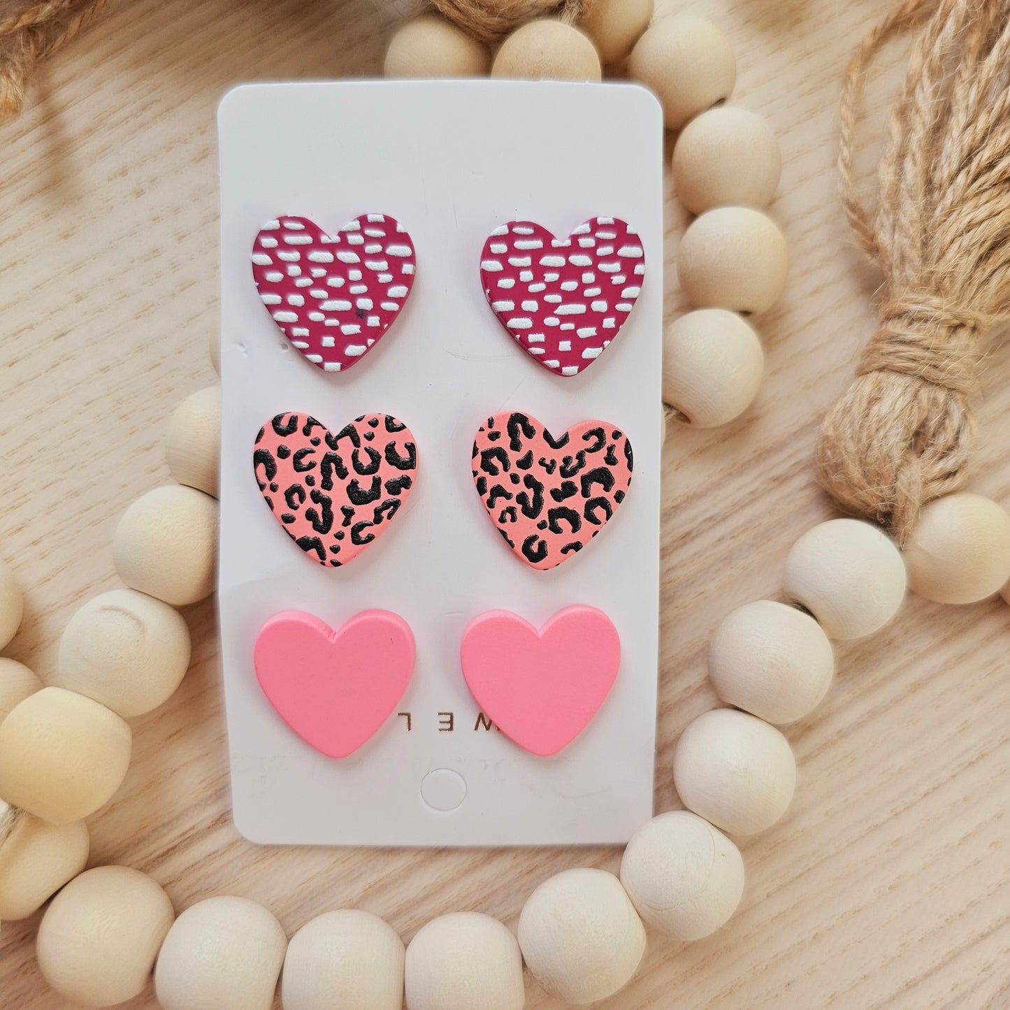 Acrylic heart earrings set of 3 (Pink)