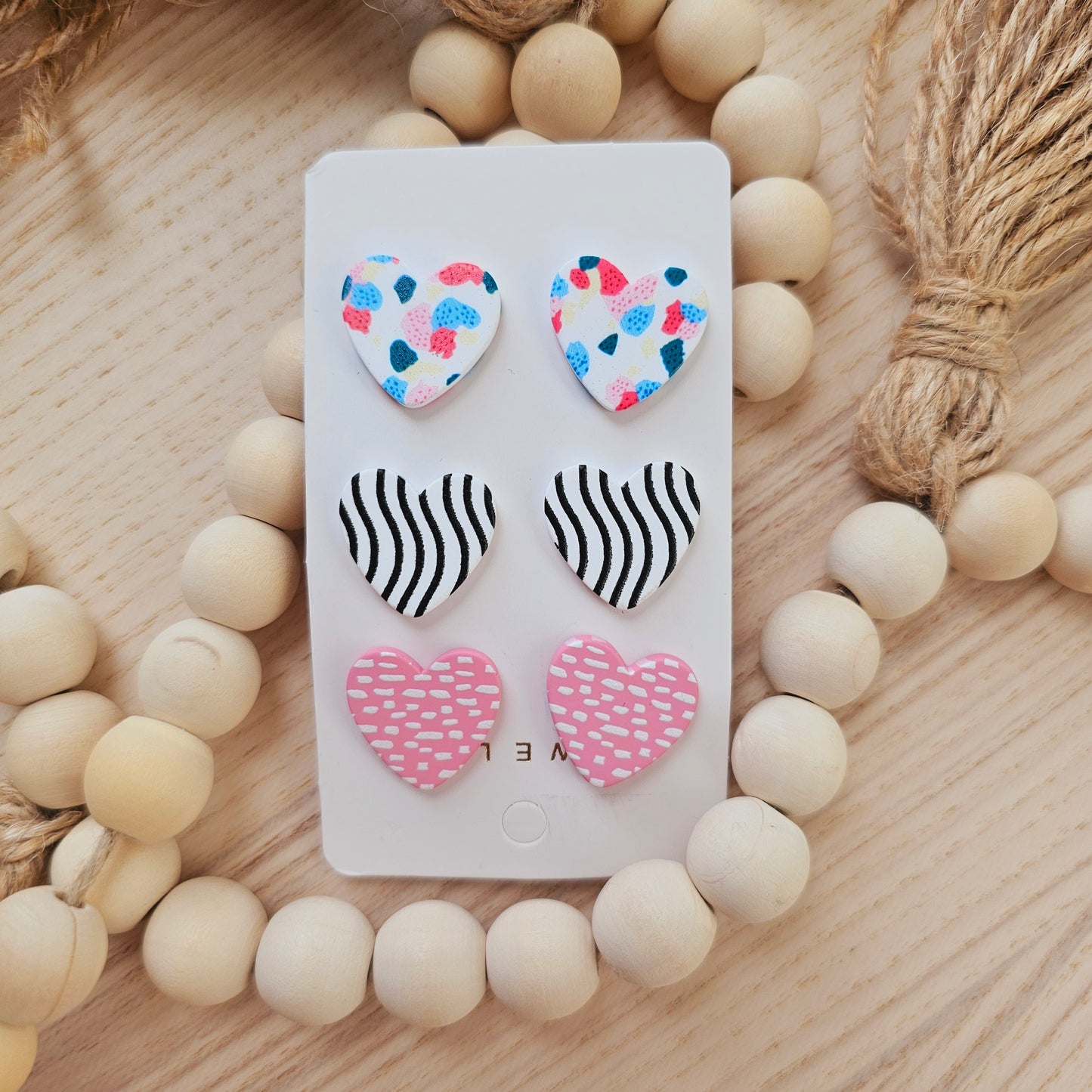 Acrylic heart earrings set of 3 (Splash Wave)