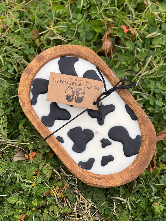 Cow Print Oval Candle