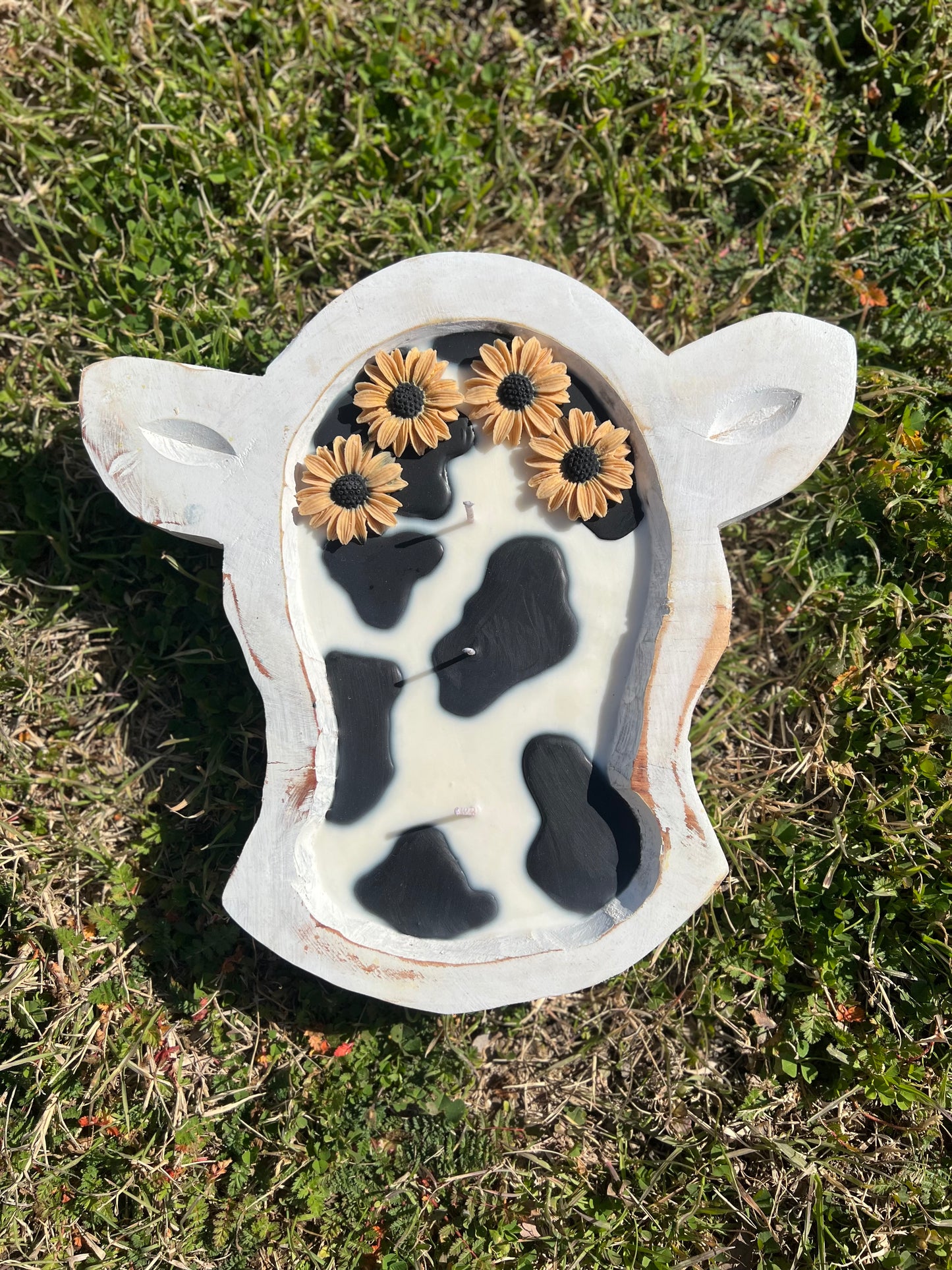 Sunflower Cow Candle