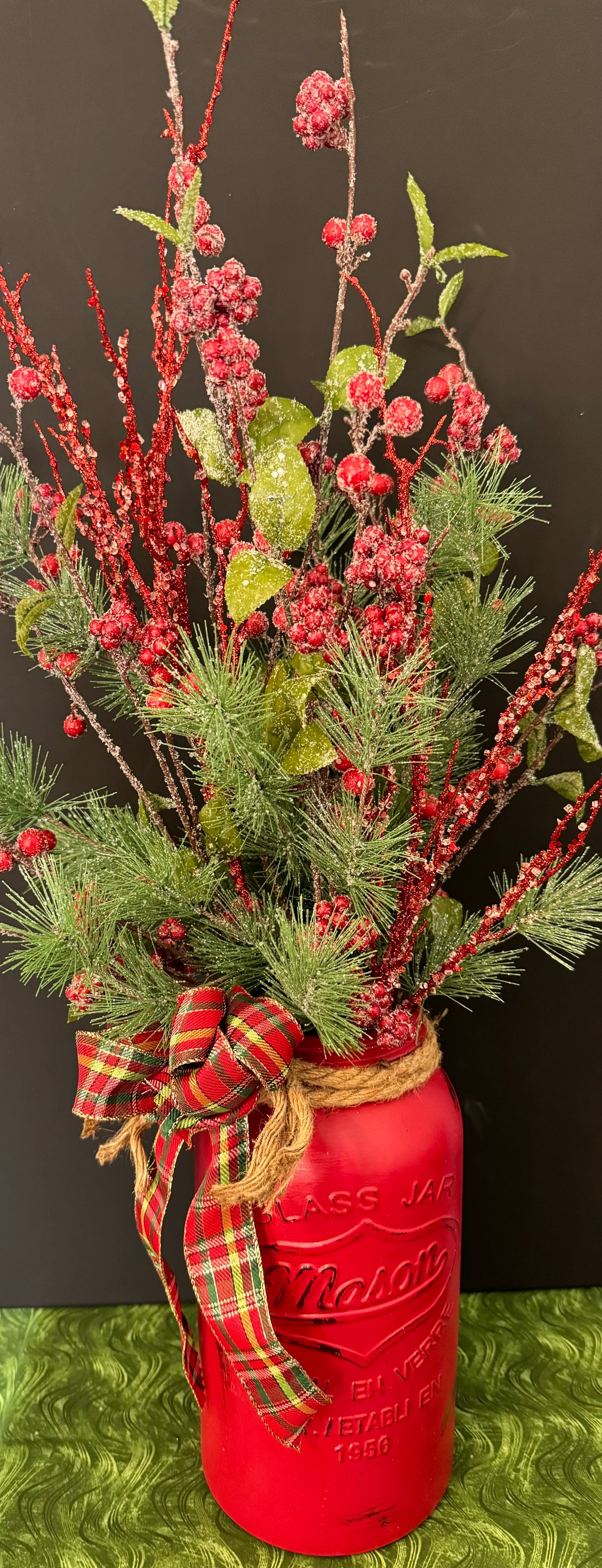 Red Large Mason Jar Arrangement