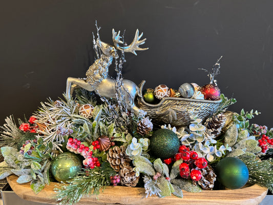 Sleigh in dough bowl Centerpiece