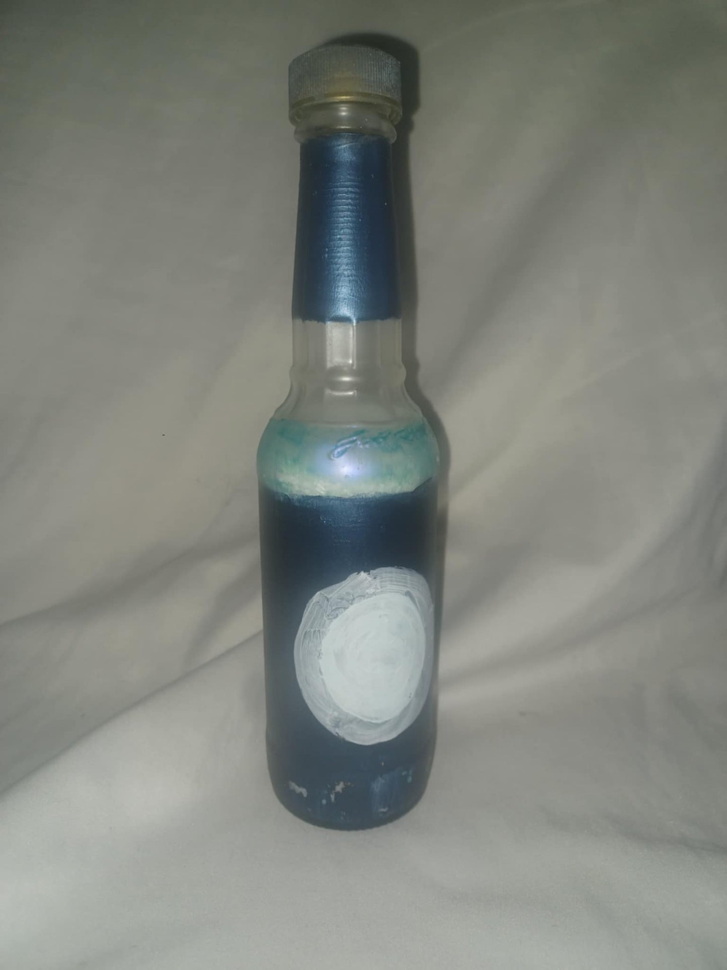 Hand painted blue bottle w/ bath salt & lights