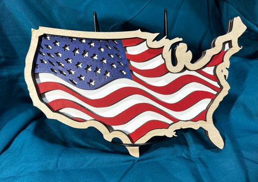 Wooden 3 Layer Flag