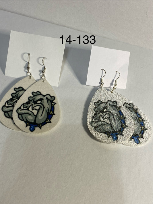 faux leather bulldog earrings