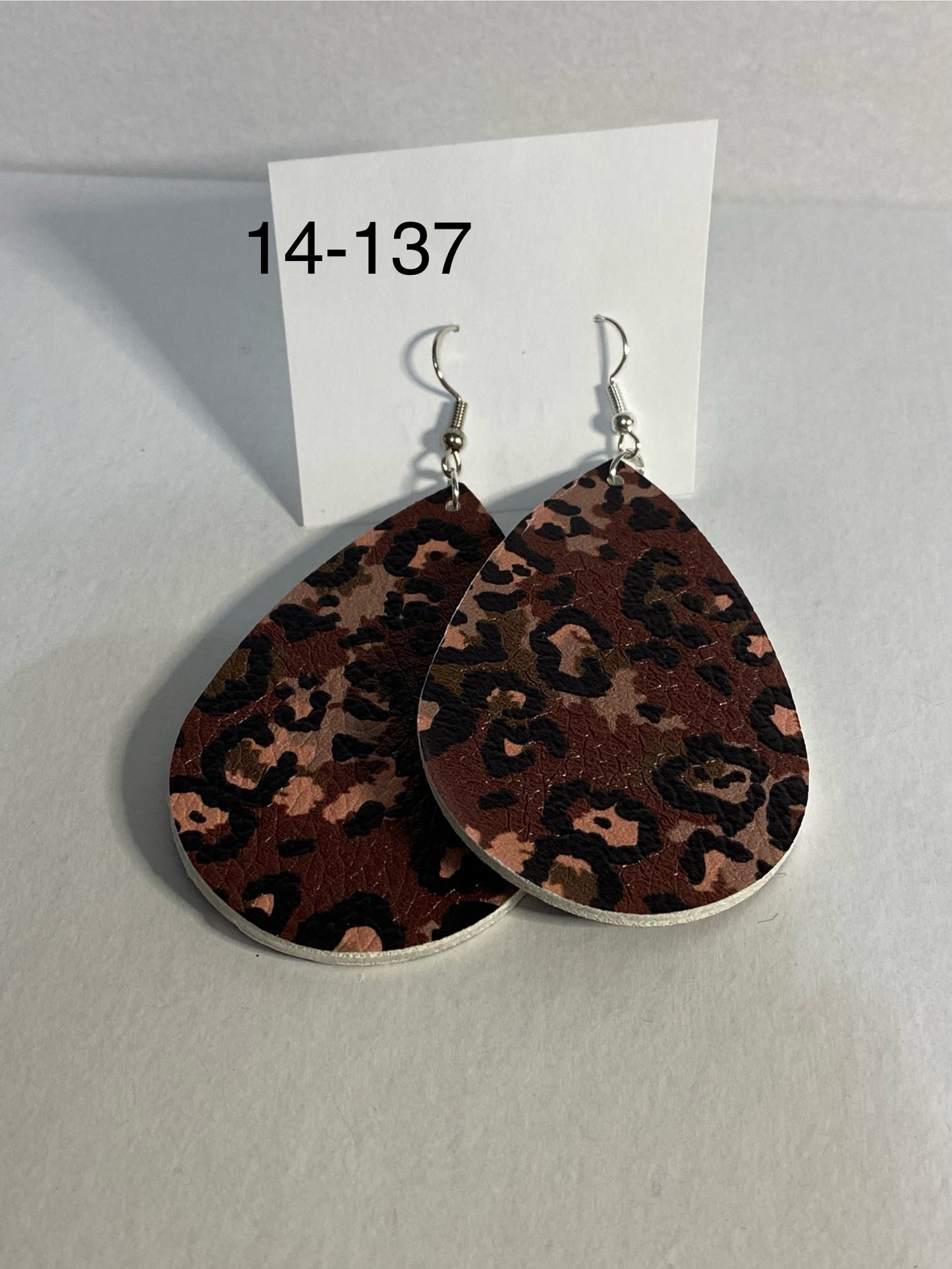 faux leather brown cheetah earrings