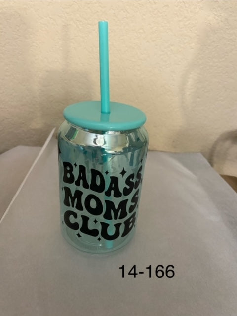 tuorquoise libby glass cup badass mom club