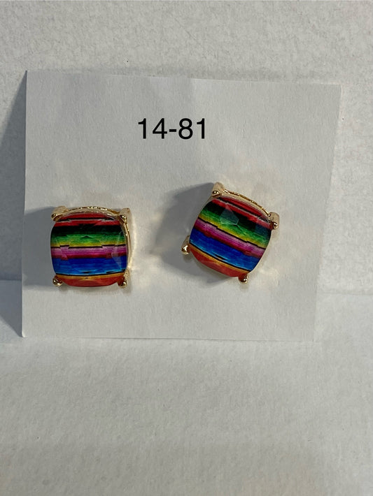 serape print cushion cut postback earrings