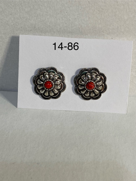 concho red postback earrings