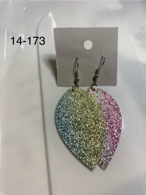 shimmer pastel color faux leather earrings