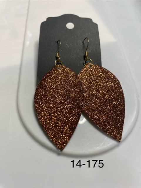 shimmer brown faux leather earrings