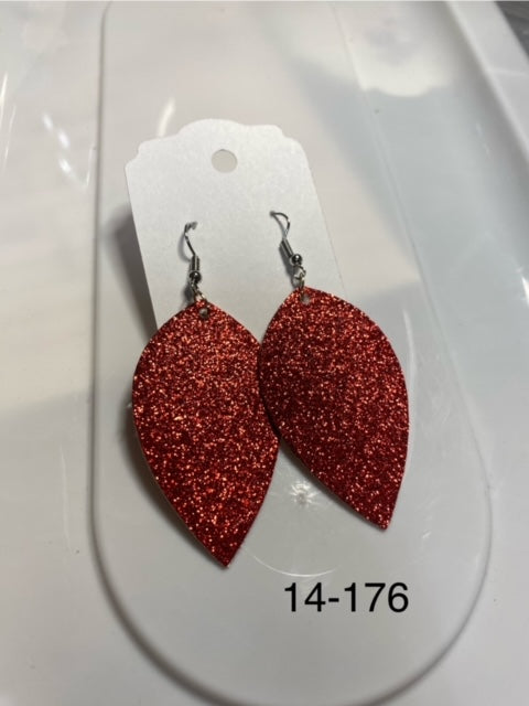 shimmer red faux leather earrings