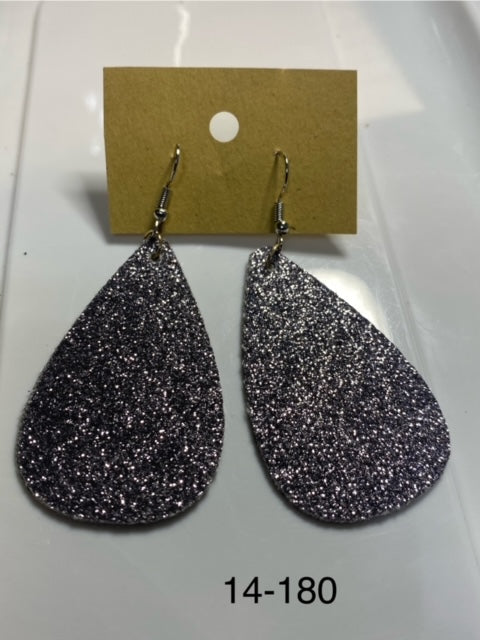 shimmer gray faux leather earrings