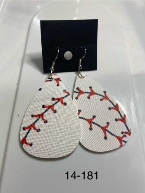 baseball faux leather earrings