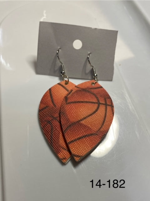 basketball faux leather earrings