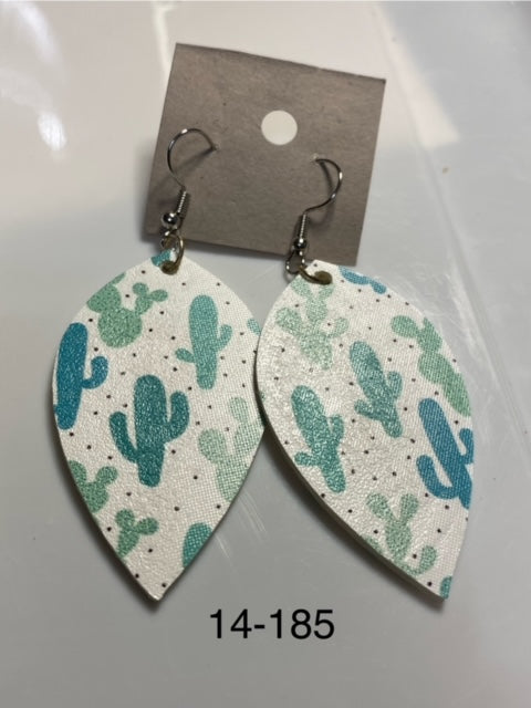 cactus faux leather earrings