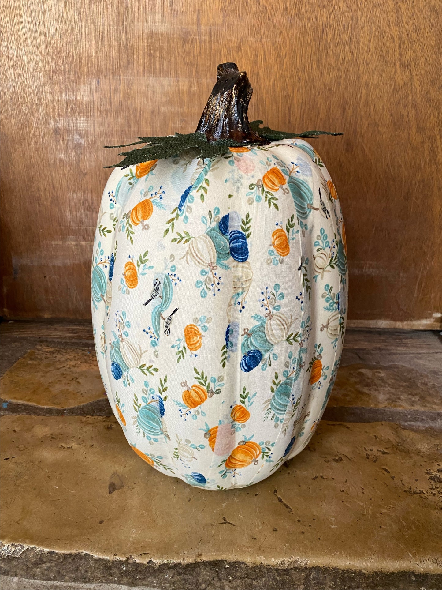 Lg, White Fabric Pumpkin