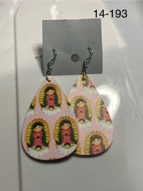 virgencita faux leather earrings