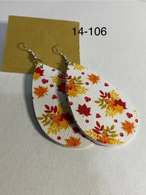 leaves faux leather earrings