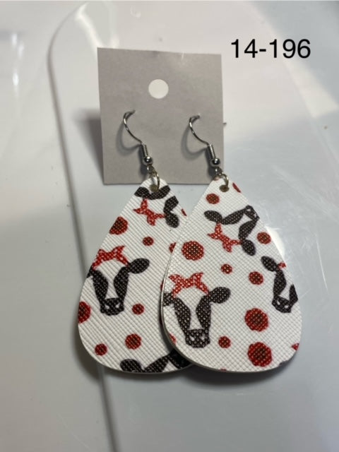 cow/red bandana faux leather earrings