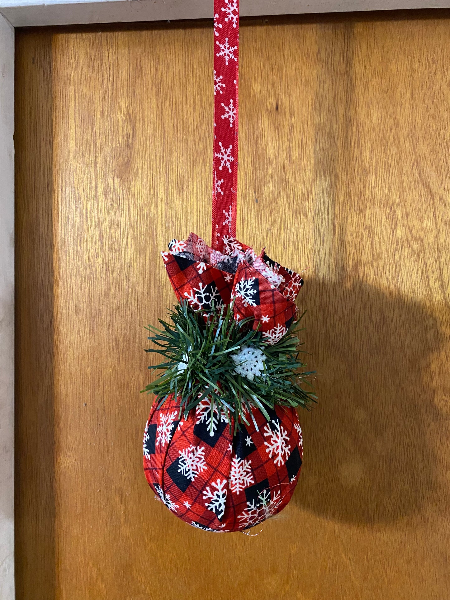 checkered snowflake hanging ornament