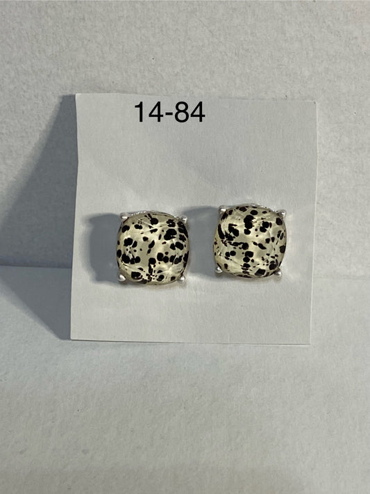 black spot cushion cut postback earrings