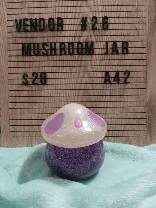 Resin Purple and White glitter mushroom