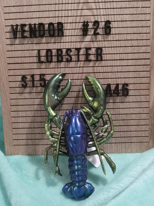 Purple color shift & green resin Lobster wall hanging