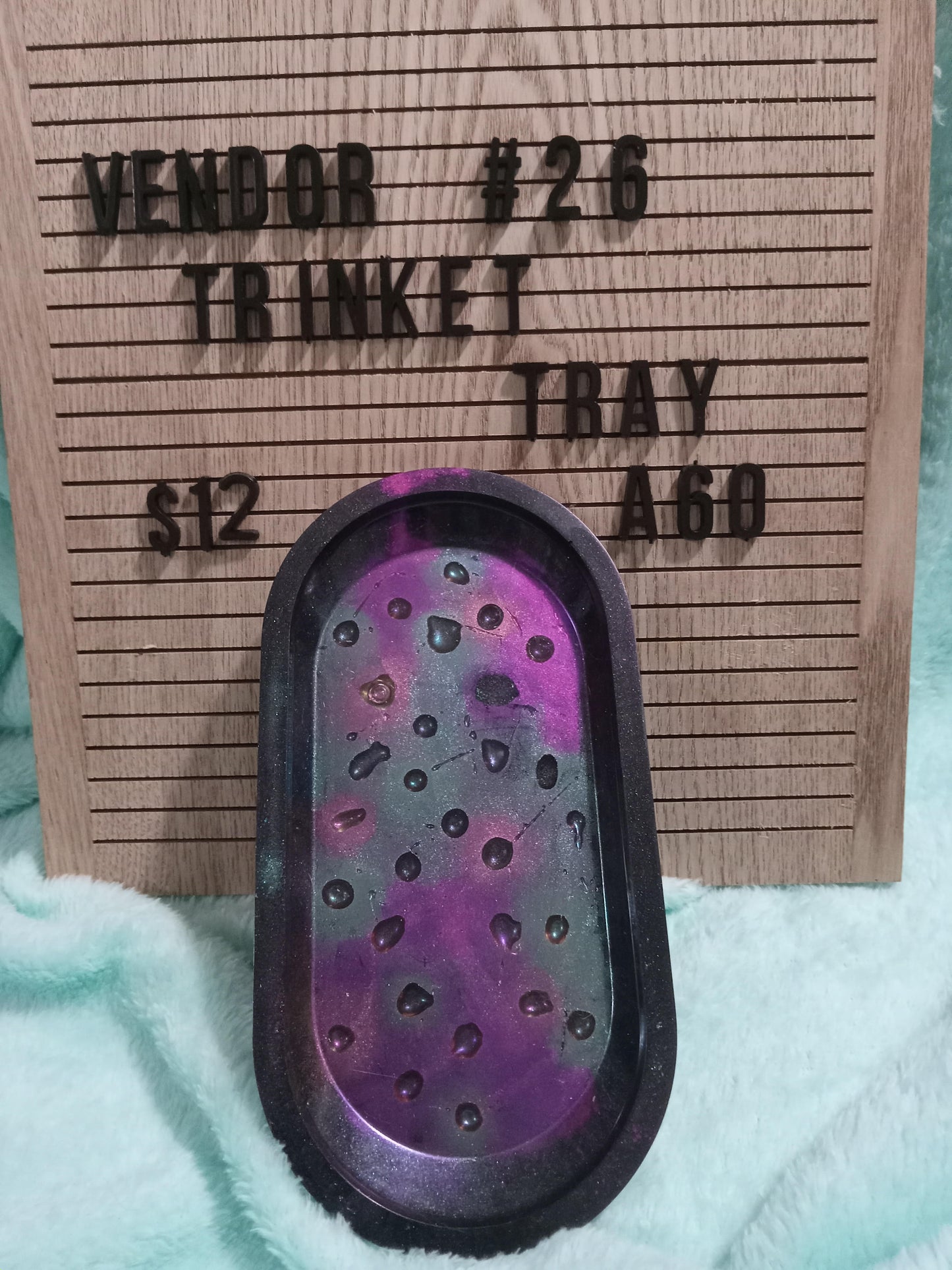 teal & purple resin raindrop trinket tray