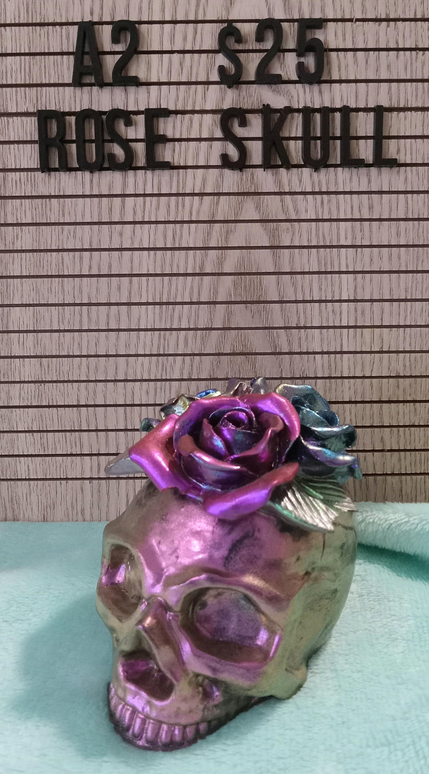 Resin Skull with Roses