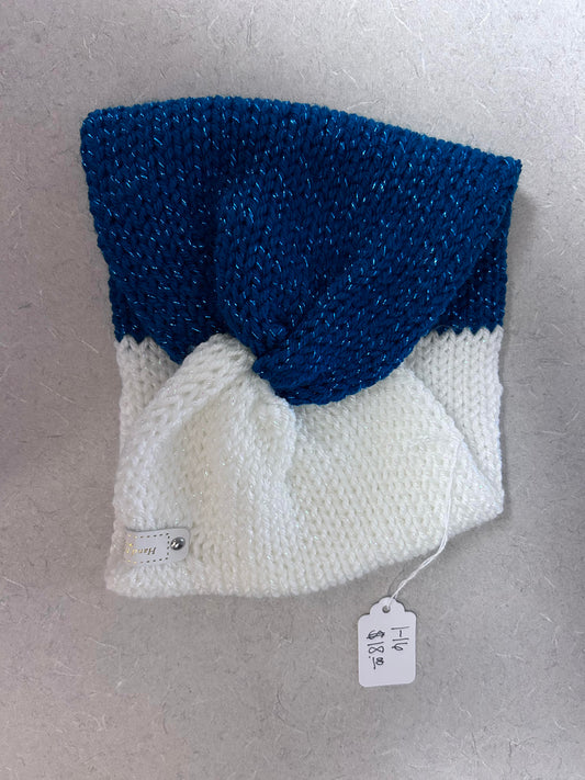 Head wrap- shimmer blue, white