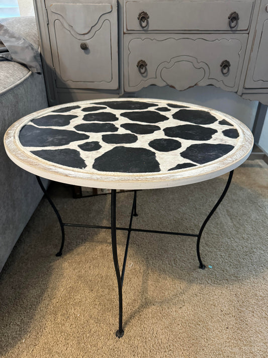 Cow print side table