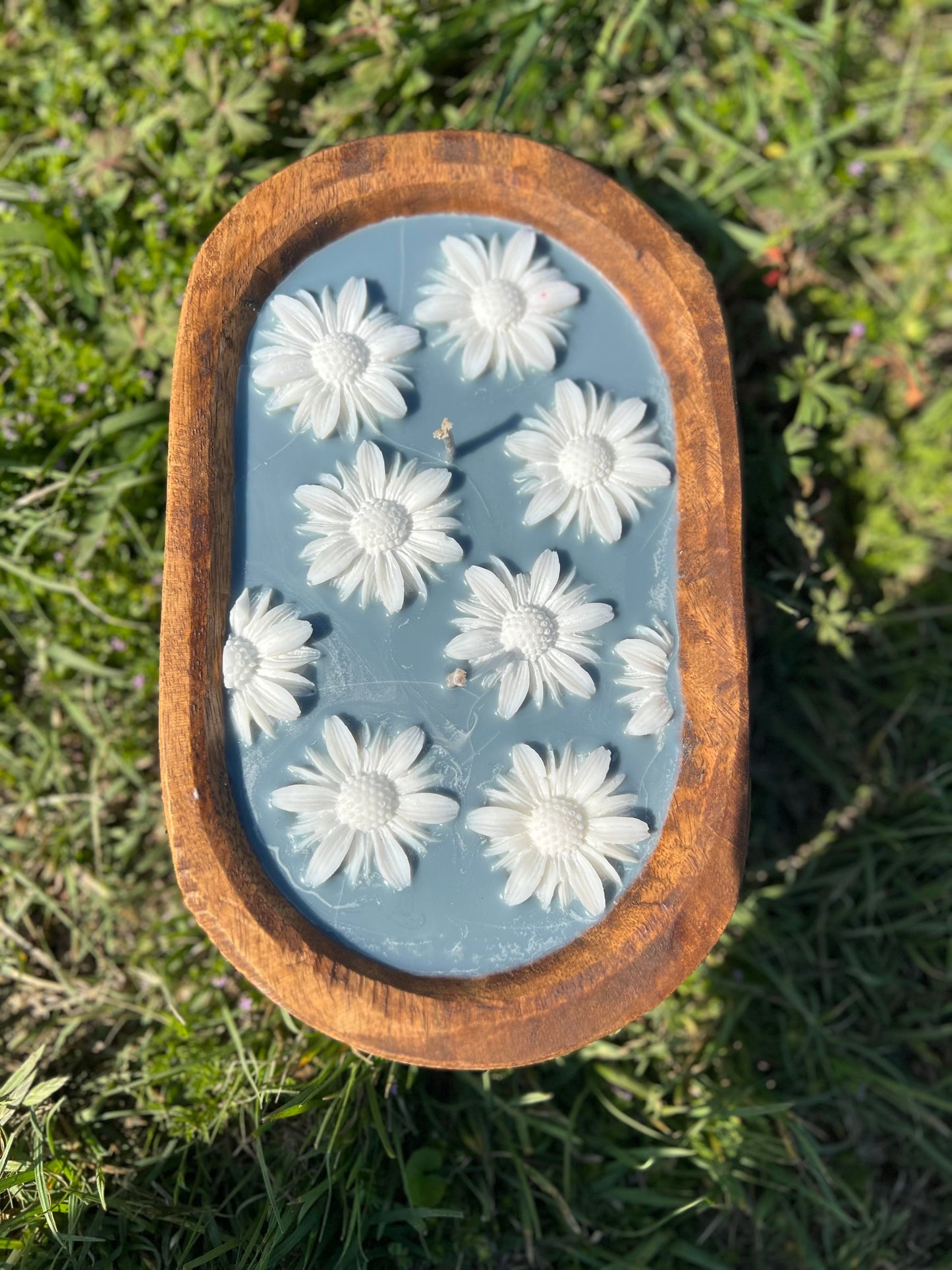 Grey & White Flower Candle